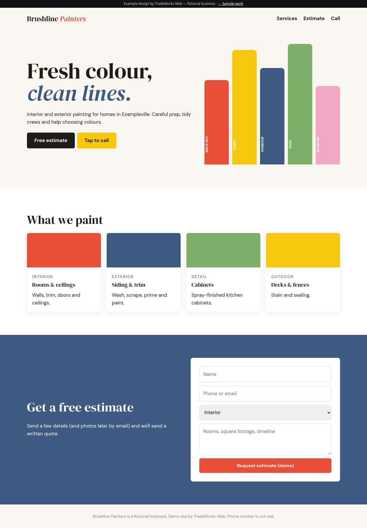Preview of the Brushline Painters example site